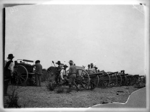 Imagen de Fuerzas villistas con artillería, antes de combate en el Bajío (atribuido)