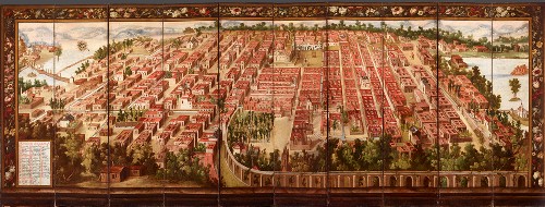 Imagen de Biombo de la conquista y vista de la ciudad de México (atribuido)