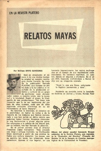 Imagen de Relatos Mayas (propio), En la Revista Platero (alternativo)