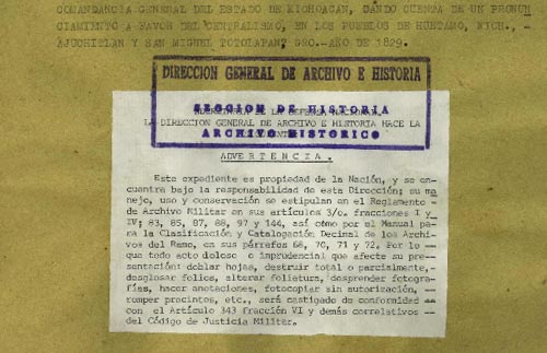 Portadilla de <p>Dirección General de Archivo e Historia de la <span class="versalitas_temas">sedena</span></p>