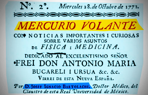 Portadilla de <em>Mercurio Volante:</em> primera revista médica de América
