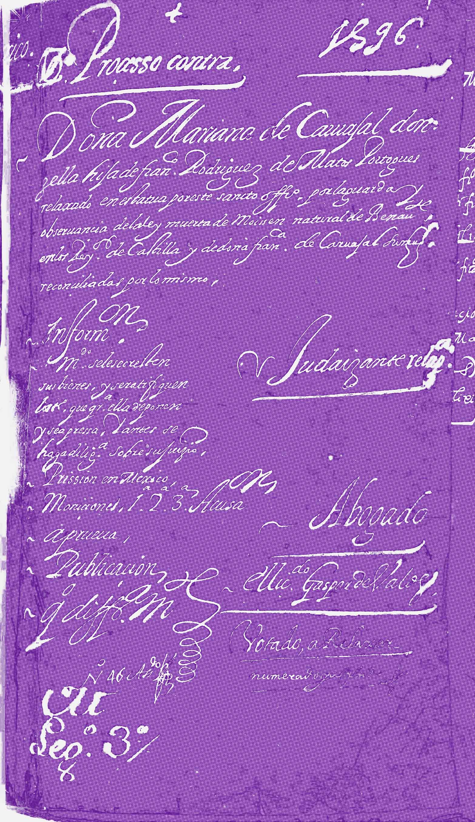 Segundo proceso contra Mariana Núñez de Carvajal (1596). AGN, Inquisición, 1490, exp. 3, p. 241..
