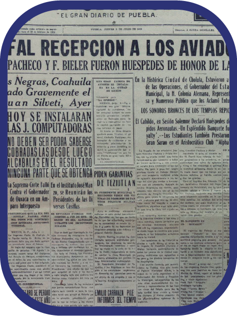 Triunfal recepción a los aviadores Joaquín González Pacheco y Fritz Bieler.