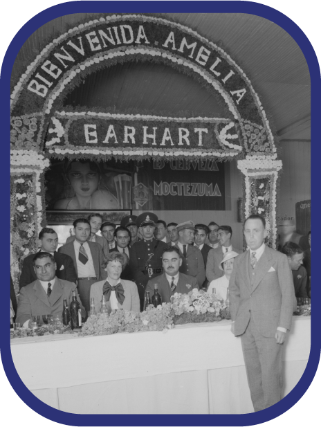 banquete de bienvenida a Amelia Earhart en Xochimilco