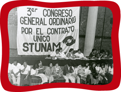 <div class='box-txt-carrusel'>
                                                 <div class='pie-foto-box d-none d-lg-block'>
                                                     <p class='txt-carrusel'>LH, <i>Tercer Congreso General Ordinario del <span style='font-variant:small-caps;'>stunam</span> celebrado los días 20, 21 y 22 de marzo de 1981</i>. 
                                                        En el presídium Rito Terán y Armando Solares, figuras importantes en la historia del sindicalismo universitario. 
                                                        El primero destacó por ser secretario de Organización Administrativa, entre otros más. Solares, por su parte, fue secretario de Trabajo Administrativo. 
                                                        A los dos se les reconoce su participación en el <span style='font-variant:small-caps;'>stunam</span> y son un referente en la organización para mejorar las condiciones de los trabajadores.</p>
                                                 </div>
                                                  <div class='pie-foto-box d-lg-none'>
                                                     <p class='txt-carrusel'>LH, <i>Tercer Congreso General Ordinario del <span style='font-variant:small-caps;'>stunam</span> celebrado los días 20, 21 y 22 de marzo de 1981</i>. 
                                                     </p>
                                                 </div> 
                                                 <div class='ObjetoDigital'>
                                                    <a href='//memoricamexico.gob.mx/swb/memorica/Cedula?oId=IYL2N5cBLy2m8rnpoSm0' target='_blank' class=''>Ir a recurso</a>
                                                 </div>  
                                             </div>