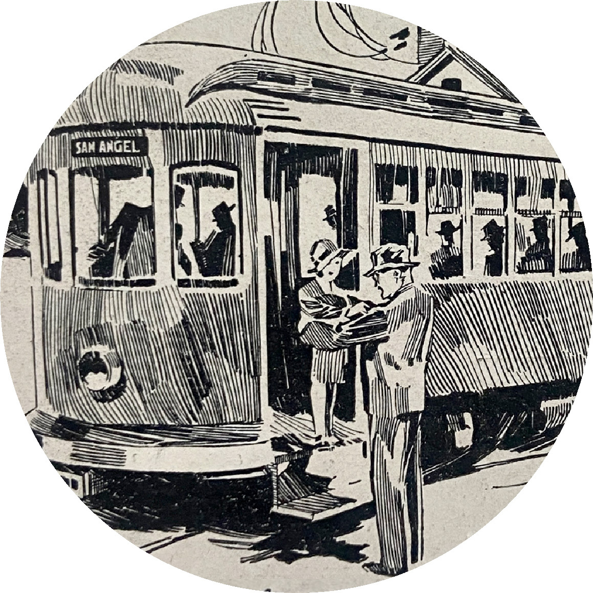 caricatura de un tranvía