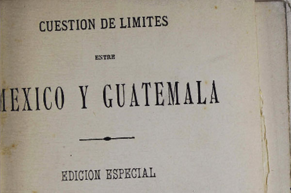 <h4 class='amarillo'></h4>
                                   
                                    <br>
                                    <b>La cuestión de límites de México y Guatemala</b><br><br>
                                    Portada, libro editado en el año de 1883. P. 7 del pdf.
                                    <br>
                                    <br>
                                    AHA-AN-110-1097-105-3.
                                    <br>
                                    <br>
                                    <a href='//memoricamexico.gob.mx/swb/memorica/Cedula?oId=Ld06-W8B1i1oLPn4Zej0' target='_blank' class='ObjetoDigital'>Recurso digital</a>
                                    