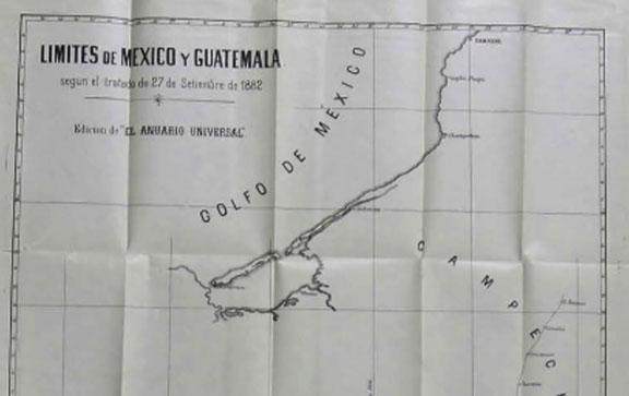 <h4 class='amarillo'></h4>
                           
                            <br>
                            <b>La cuestión de límites de México y Guatemala</b><br><br>
                            Mapa de límites entre México y Guatemala según el tratado del 27 de septiembre de 1882. P. 5 del pdf.
                            <br>
                            <br>
                            AHA-AS-85-1647-1-34.
                            <br>
                            <br>
                            <a href='//memoricamexico.gob.mx/swb/memorica/Cedula?oId=Ld06-W8B1i1oLPn4Zej0' target='_blank' class='ObjetoDigital'>Recurso digital</a>
                            